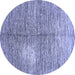 Round Abstract Blue Modern Rug, abs390blu