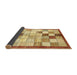 Sideview of Abstract Red Checkered Rug, abs391