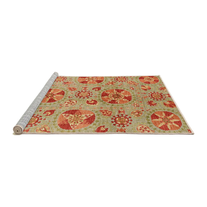 Sideview of Machine Washable Abstract Orange Red Rug, wshabs3910