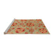 Sideview of Machine Washable Abstract Orange Red Rug, wshabs3910