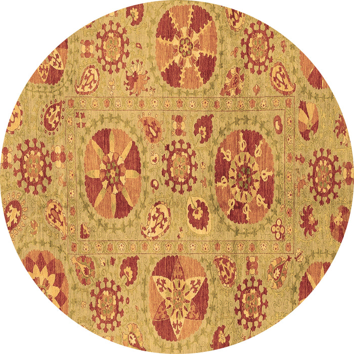 Round Abstract Brown Modern Rug, abs3910brn