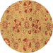 Round Abstract Brown Modern Rug, abs3910brn