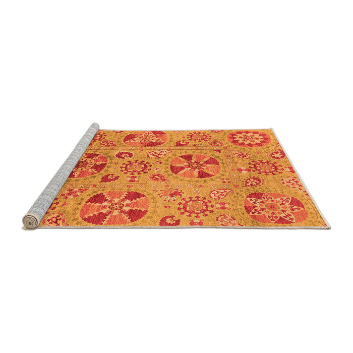 Sideview of Machine Washable Abstract Orange Modern Area Rugs, wshabs3910org