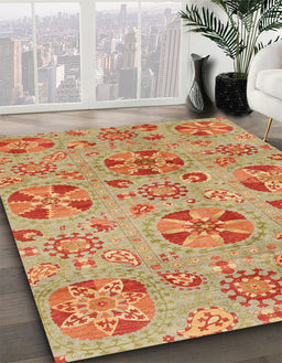 Abstract Orange Red Modern Rug in Family Room, abs3910