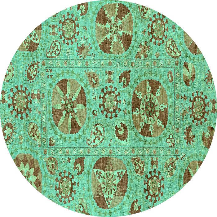 Round Abstract Turquoise Modern Rug, abs3910turq