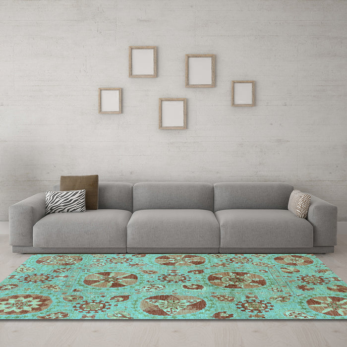 Machine Washable Abstract Light Blue Modern Rug in a Living Room, wshabs3910lblu