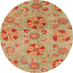 Round Machine Washable Abstract Orange Red Rug, wshabs3910