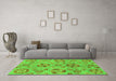 Machine Washable Abstract Green Modern Area Rugs in a Living Room,, wshabs3910grn