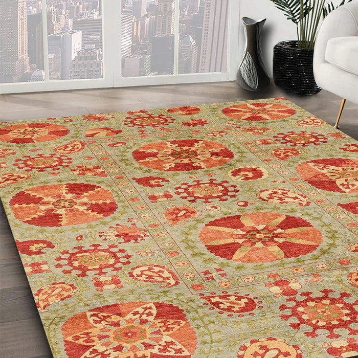 Abstract Orange Red Modern Rug in Family Room, abs3910