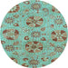 Round Abstract Light Blue Modern Rug, abs3910lblu