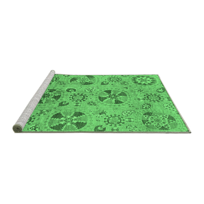 Sideview of Machine Washable Abstract Emerald Green Modern Area Rugs, wshabs3910emgrn