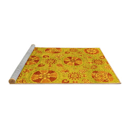 Sideview of Machine Washable Abstract Yellow Modern Rug, wshabs3910yw