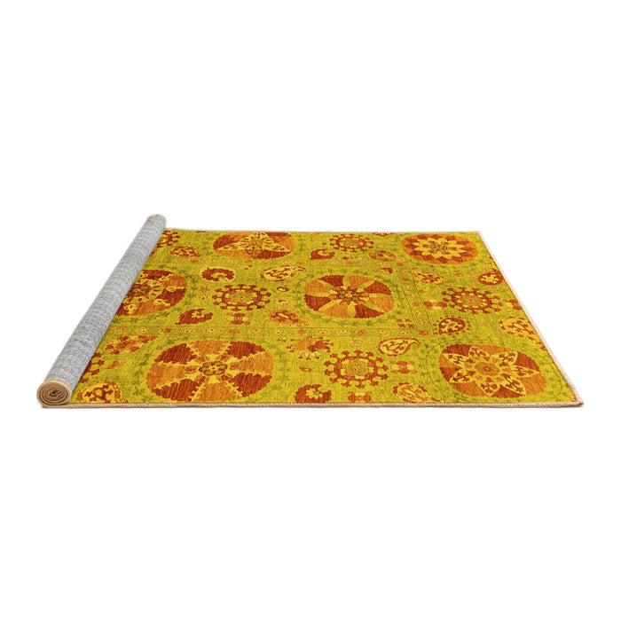 Sideview of Machine Washable Abstract Yellow Modern Rug, wshabs3910yw