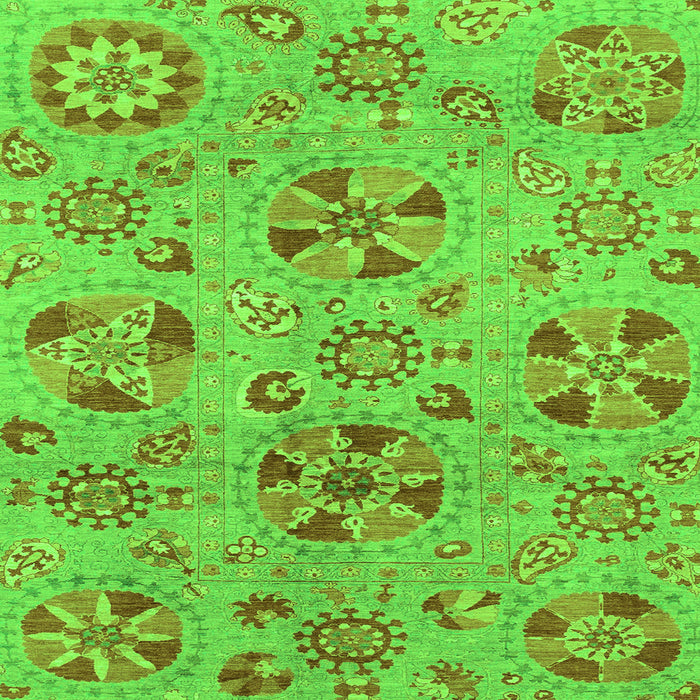 Square Machine Washable Abstract Green Modern Area Rugs, wshabs3910grn