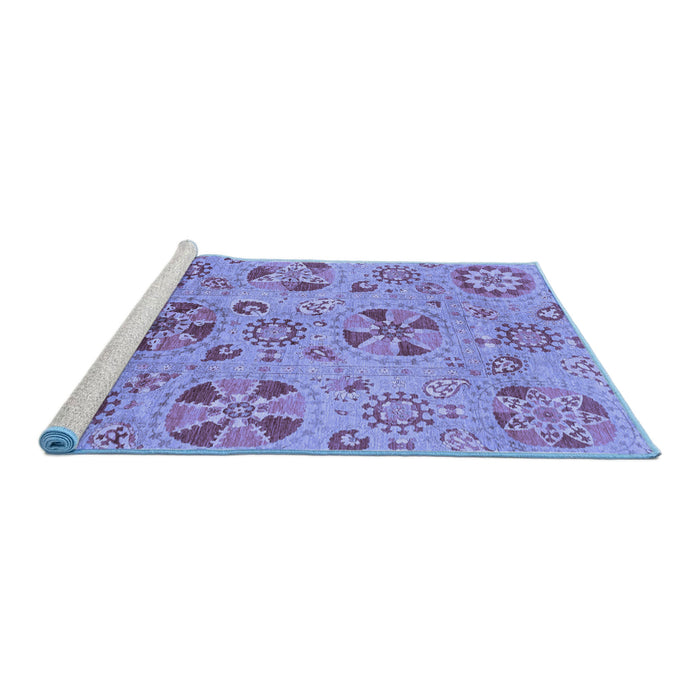 Sideview of Machine Washable Abstract Blue Modern Rug, wshabs3910blu