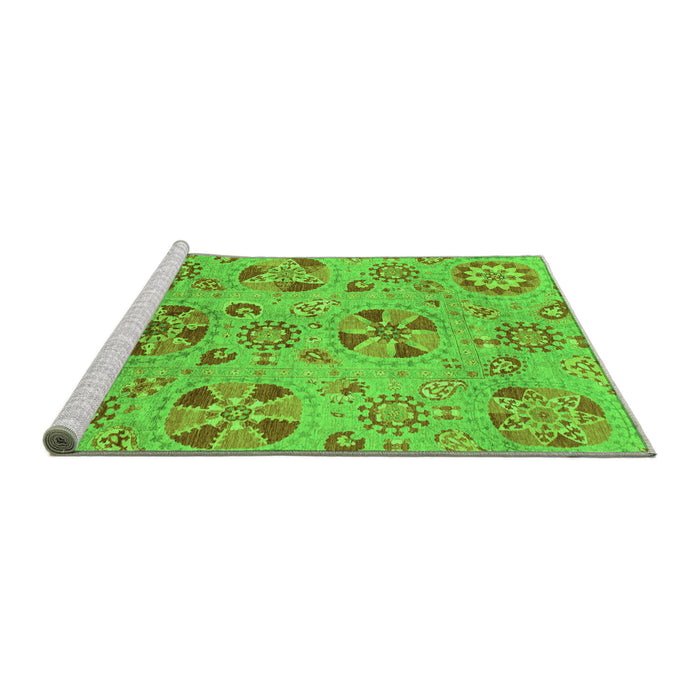 Sideview of Machine Washable Abstract Green Modern Area Rugs, wshabs3910grn