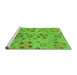 Sideview of Machine Washable Abstract Green Modern Area Rugs, wshabs3910grn