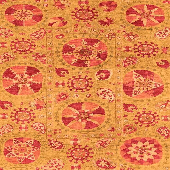 Square Machine Washable Abstract Orange Modern Area Rugs, wshabs3910org