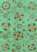 Machine Washable Abstract Turquoise Modern Area Rugs, wshabs3910turq