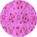 Round Machine Washable Abstract Purple Modern Area Rugs, wshabs3910pur