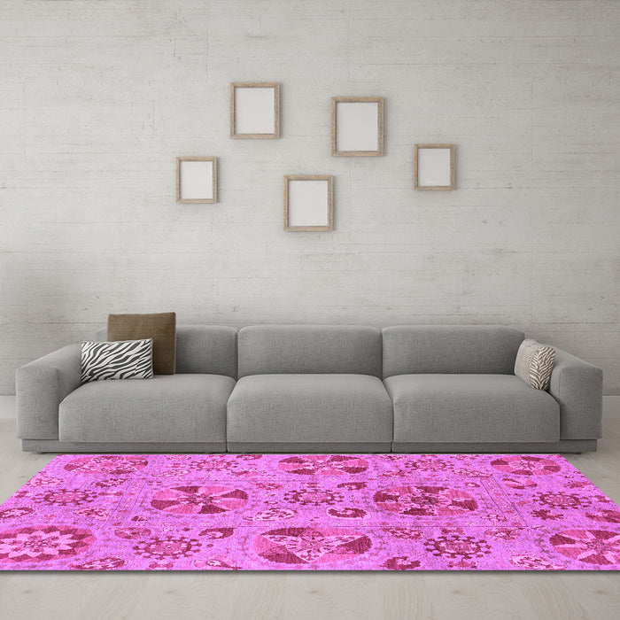 Machine Washable Abstract Purple Modern Area Rugs in a Living Room, wshabs3910pur