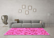 Machine Washable Abstract Pink Modern Rug in a Living Room, wshabs3910pnk