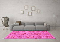 Machine Washable Abstract Pink Modern Rug, wshabs3910pnk