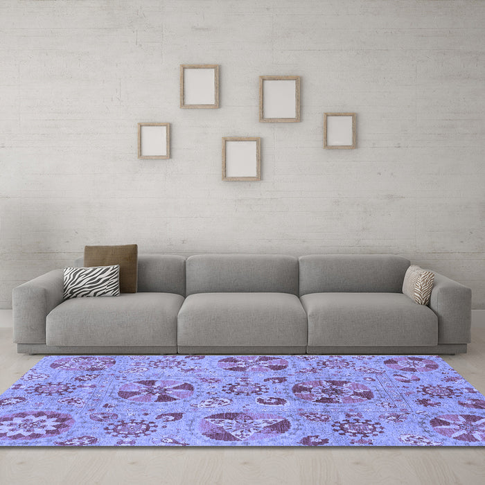 Machine Washable Abstract Blue Modern Rug in a Living Room, wshabs3910blu