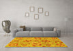 Machine Washable Abstract Yellow Modern Rug in a Living Room, wshabs3910yw