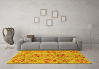 Machine Washable Abstract Yellow Modern Rug, wshabs3910yw