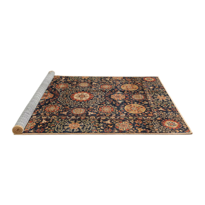 Sideview of Machine Washable Abstract Bakers Brown Rug, wshabs3911