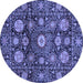 Round Machine Washable Abstract Blue Modern Rug, wshabs3911blu