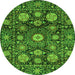 Round Abstract Green Modern Rug, abs3911grn