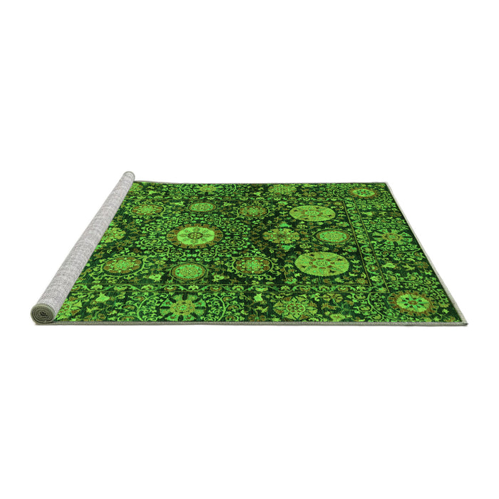 Sideview of Machine Washable Abstract Green Modern Area Rugs, wshabs3911grn