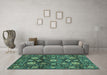 Machine Washable Abstract Turquoise Modern Area Rugs in a Living Room,, wshabs3911turq