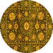 Round Abstract Yellow Modern Rug, abs3911yw