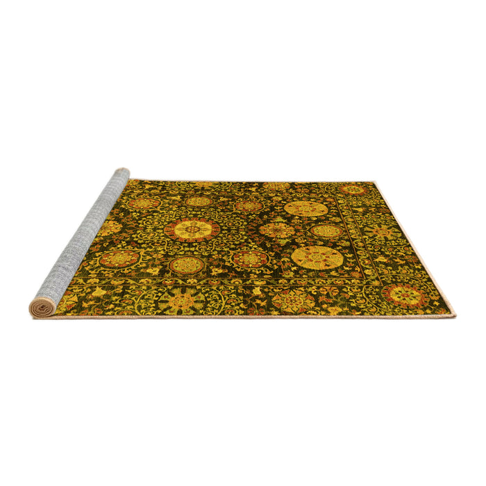Sideview of Machine Washable Abstract Yellow Modern Rug, wshabs3911yw
