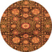 Round Machine Washable Abstract Orange Modern Area Rugs, wshabs3911org