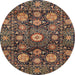 Round Abstract Bakers Brown Modern Rug, abs3911