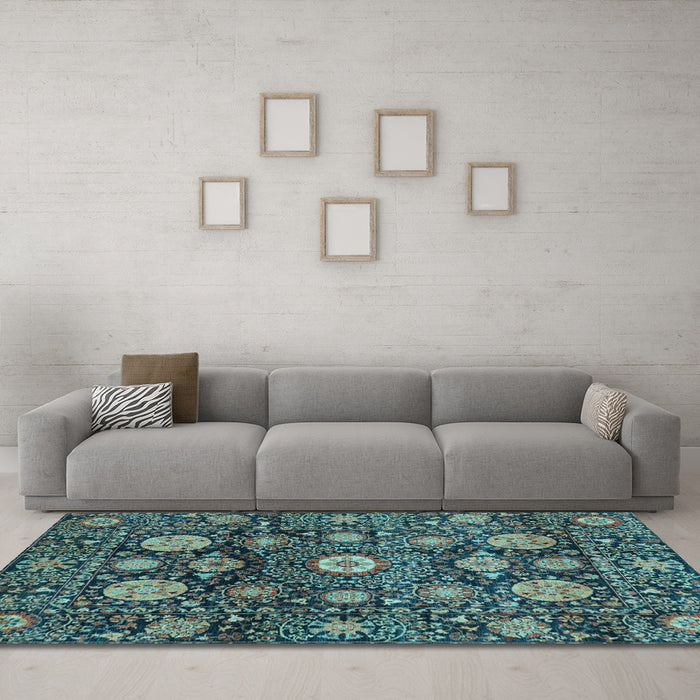 Machine Washable Abstract Light Blue Modern Rug in a Living Room, wshabs3911lblu
