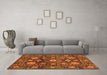 Machine Washable Abstract Orange Modern Area Rugs in a Living Room, wshabs3911org