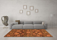 Machine Washable Abstract Orange Modern Rug, wshabs3911org