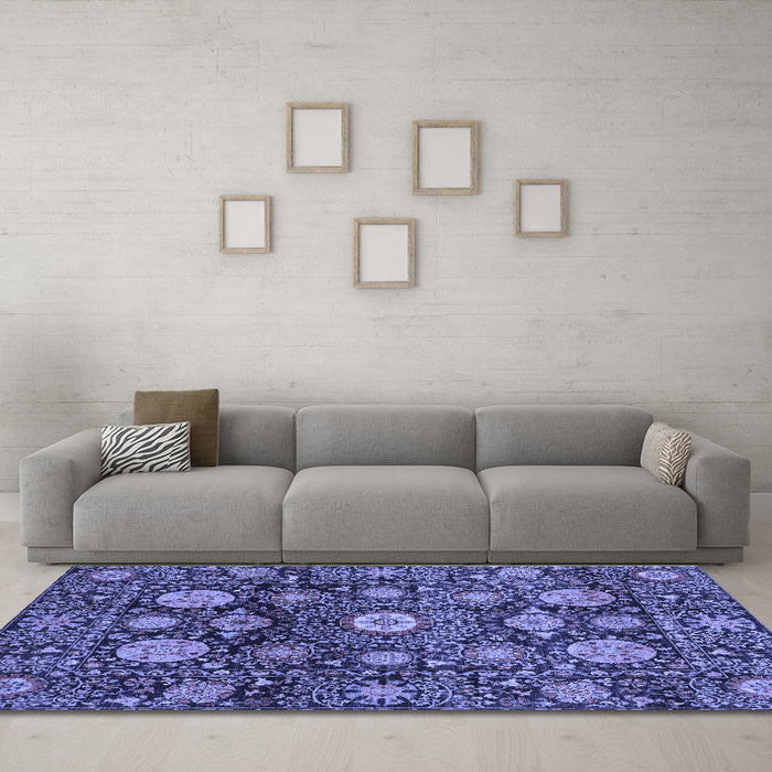 Machine Washable Abstract Blue Modern Rug in a Living Room, wshabs3911blu