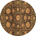 Round Machine Washable Abstract Brown Modern Rug, wshabs3911brn