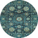 Round Abstract Light Blue Modern Rug, abs3911lblu