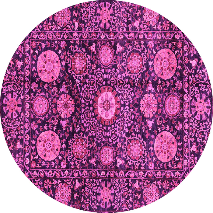 Round Machine Washable Abstract Pink Modern Rug, wshabs3911pnk