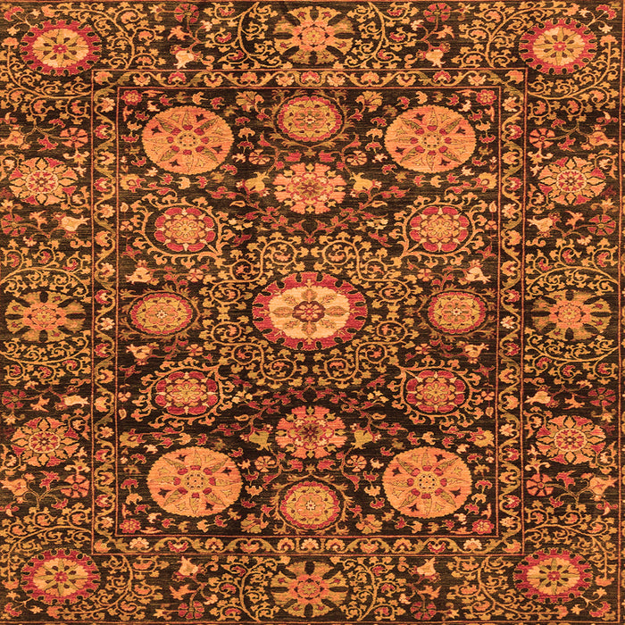Square Machine Washable Abstract Orange Modern Area Rugs, wshabs3911org