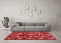 Machine Washable Abstract Red Modern Rug, wshabs3911red