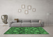 Machine Washable Abstract Emerald Green Modern Area Rugs in a Living Room,, wshabs3911emgrn