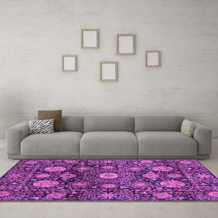 Machine Washable Abstract Purple Modern Area Rugs in a Living Room, wshabs3911pur